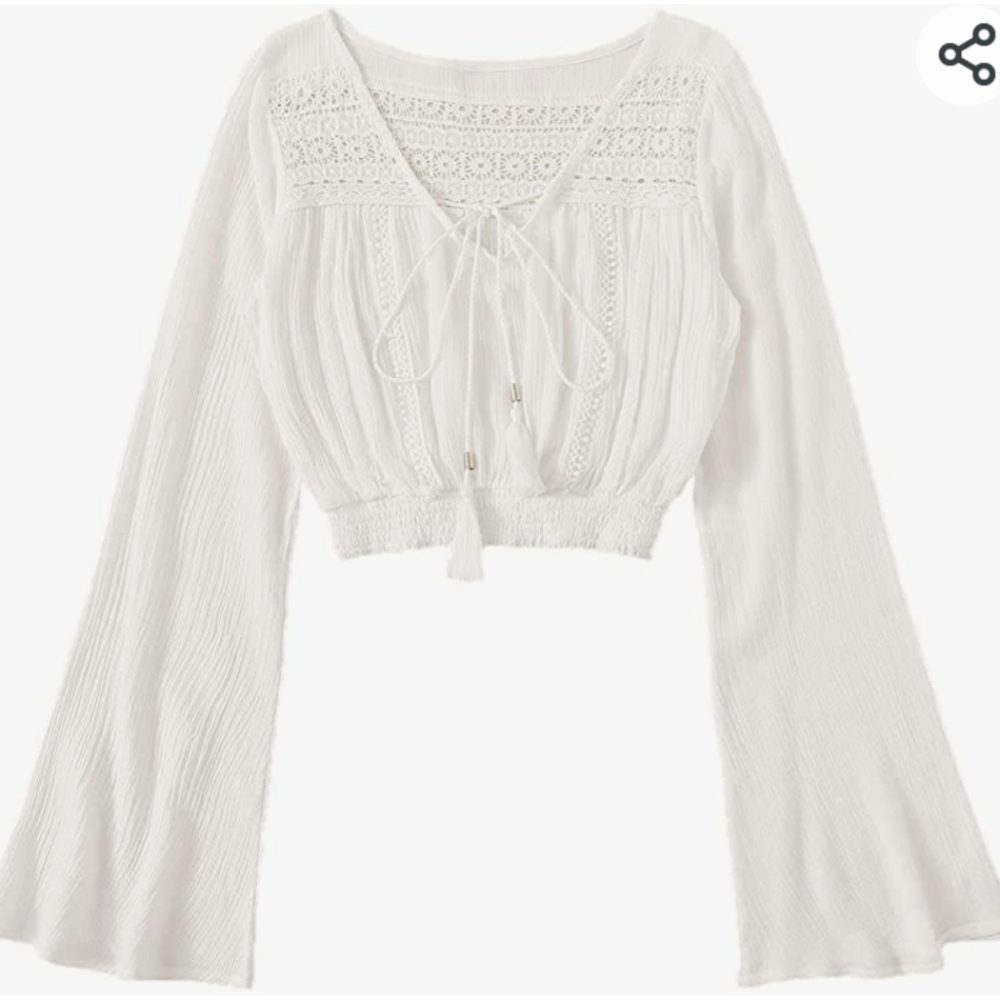 Crochet Blouse Crop Top White